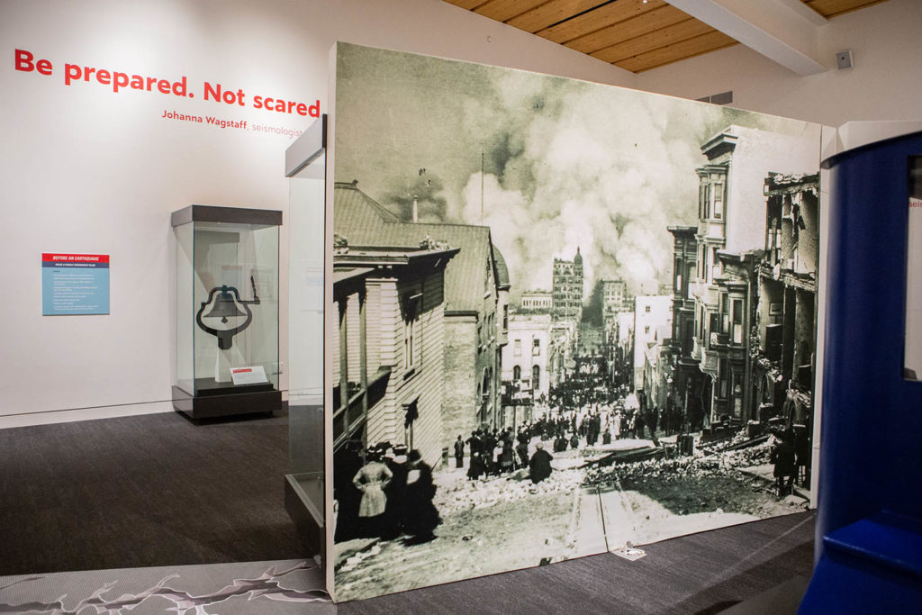 photography of 1906 San Francisco earthquake printed on polyester fabric installed with 3M adhesive